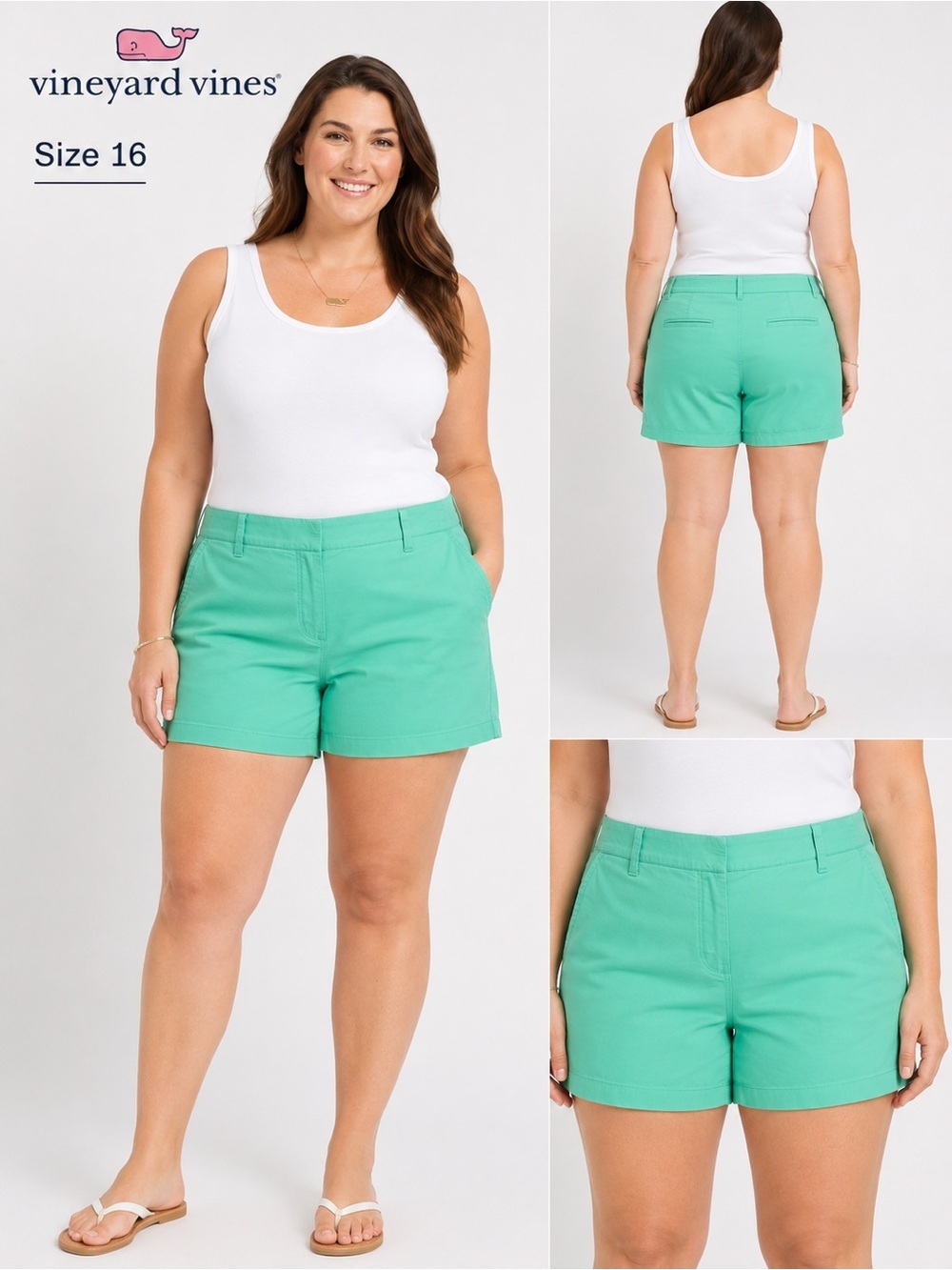Vineyard Vines Women’s Mint Green Chino Shorts Size 16 Casual Preppy